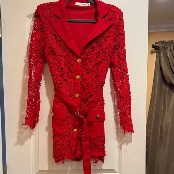 Chicwish Scarlet Lace Blazer Dress - Picture 1 of 7